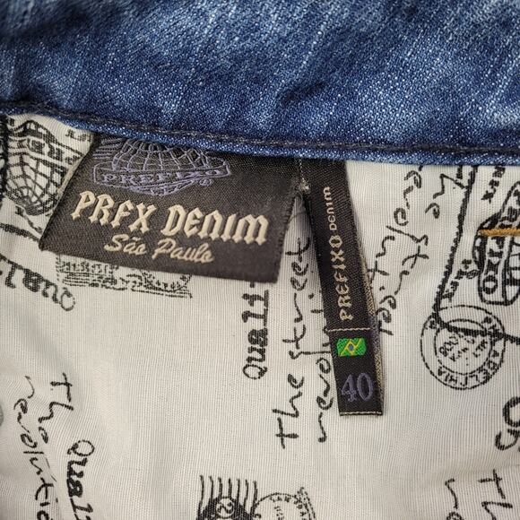 Prefixo Men's Denim Jeans Brazil size 40 Skinny Bleached Distressed Faded READ - Picture 6 of 15